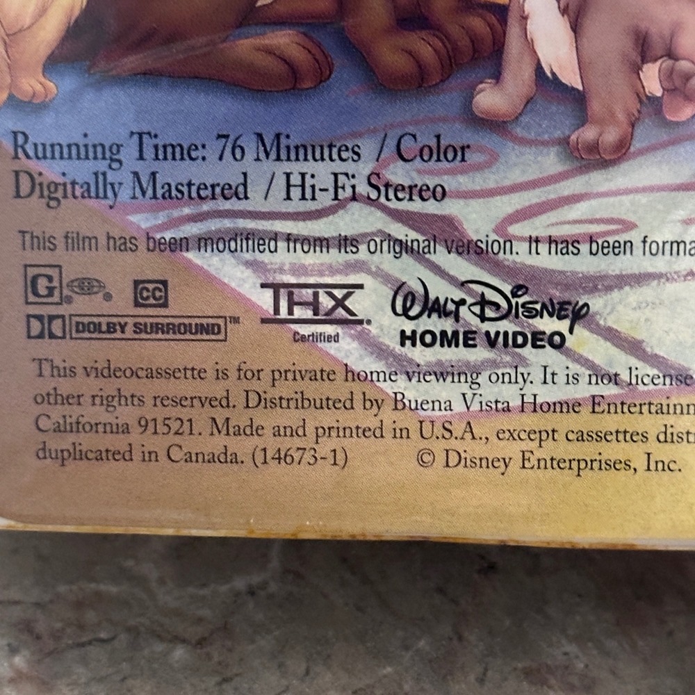 Lady And The Tramp VHS Walt Disney Masterpiece Collection 1998 Clamshell 14673 - Picture 3 of 8